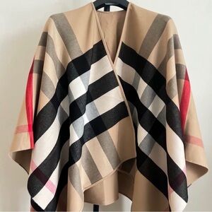 Burberry Tan and Red Plaid Women's Cape